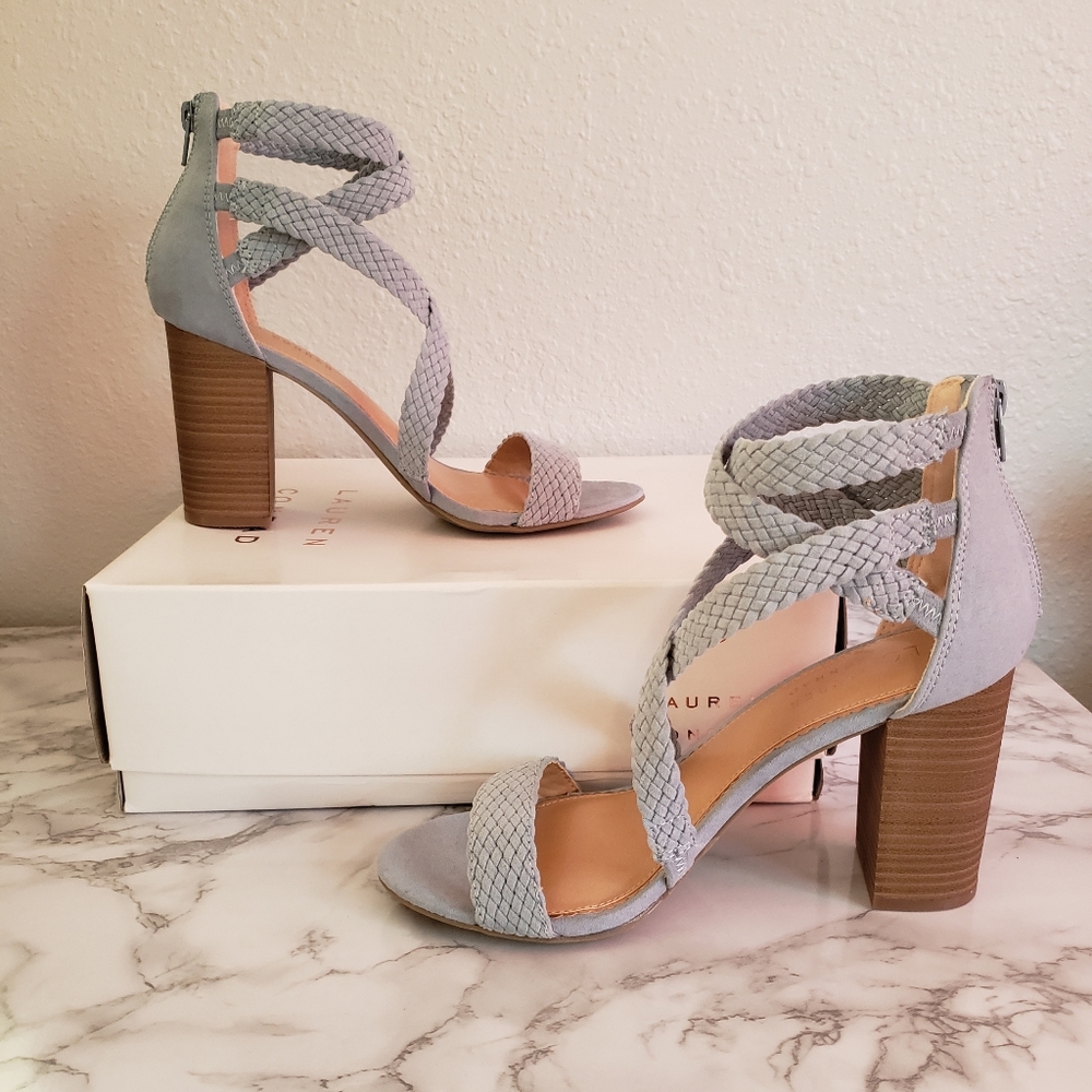 LC Lauren Conrad Blue Aventurine Sandal Heels - Picture 2 of 13